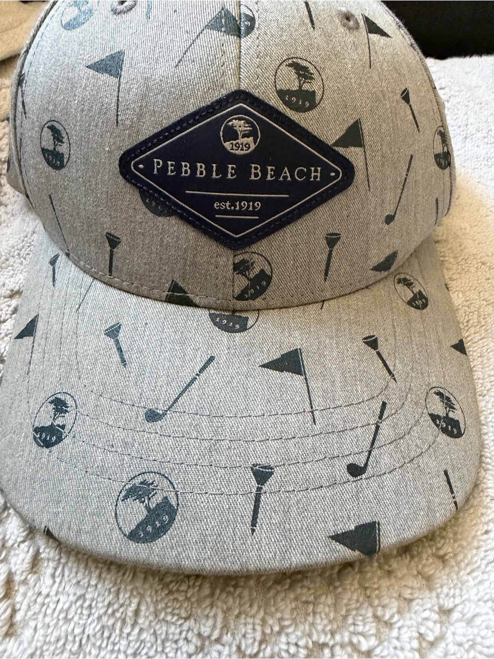Pebble Beach Light Gray and Black Label Cap